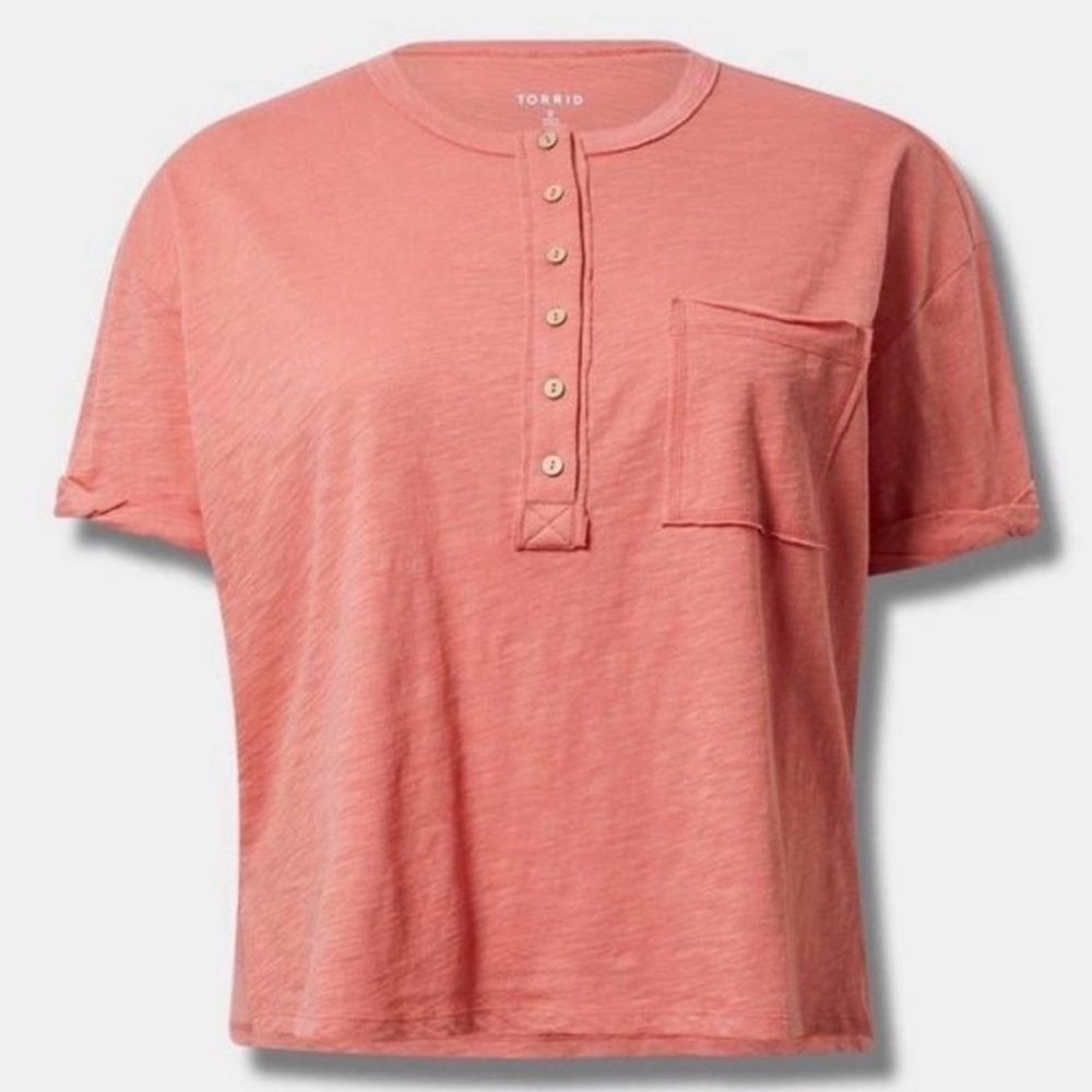 Torrid Heritage Slub Henley, Faded Rose, Size 2X (28-20), Gently Used